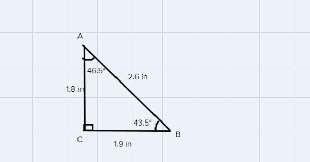 Solve The Right Trianglea=1.9 In, A=46.5, C=90Round To One Decimal PlaceDraw The Right Triangle