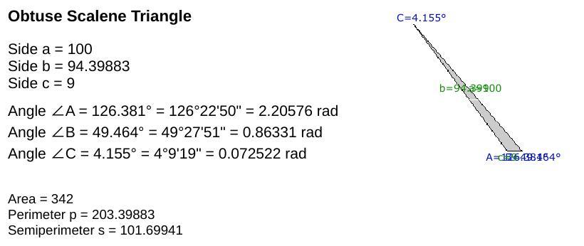 What's The Area Of The Triangle With 9mm 76mm 100mm