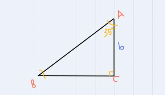 Given A Right Triangle, What Is The Measure Of 2B If ZA = 35 And B = 7?(Round Your Answer To The Nearest