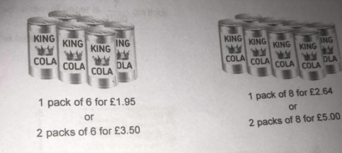 Work Out The Cheapest Way To Buy 48 Cans Of Cola