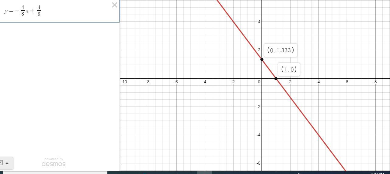 Hi , Can You Help Me Please , I Did The Run And Ride The Results Is Y=-4/3x + 4/3. What Would The Graph