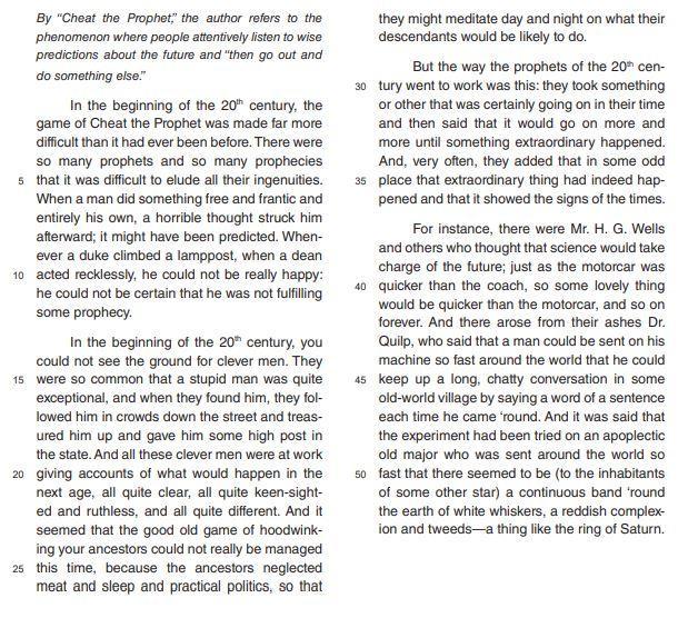 In The Fourth Paragraph (lines 37-53), The Predictions Of H. G. Wells And Dr.Quilp Could Best Characterized