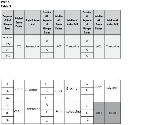 2.4.3 Lab Mutations AssignmentFilling Out The Table Shown.