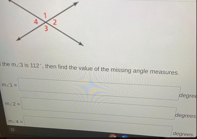 If The M Angle3 Is 112 Then Find The Value Of The Missing Angle Measure 