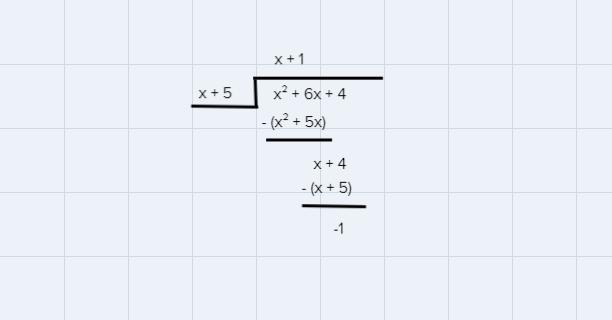 Divide Using The Long Division Method.x^2+ 6x + 4/x + 5