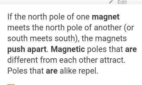 When Does Magnetic Force Push Objects Apart?A. When Like Poles Of Two Magnets Are Facing Each OtherB.