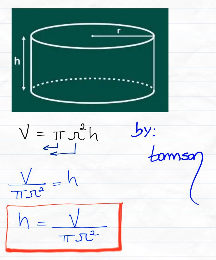 The Formula For The Volume Of A Cylinder Is V=r2h,V=r 2 H, Where Rr Is The Radius Of The Cylinder And