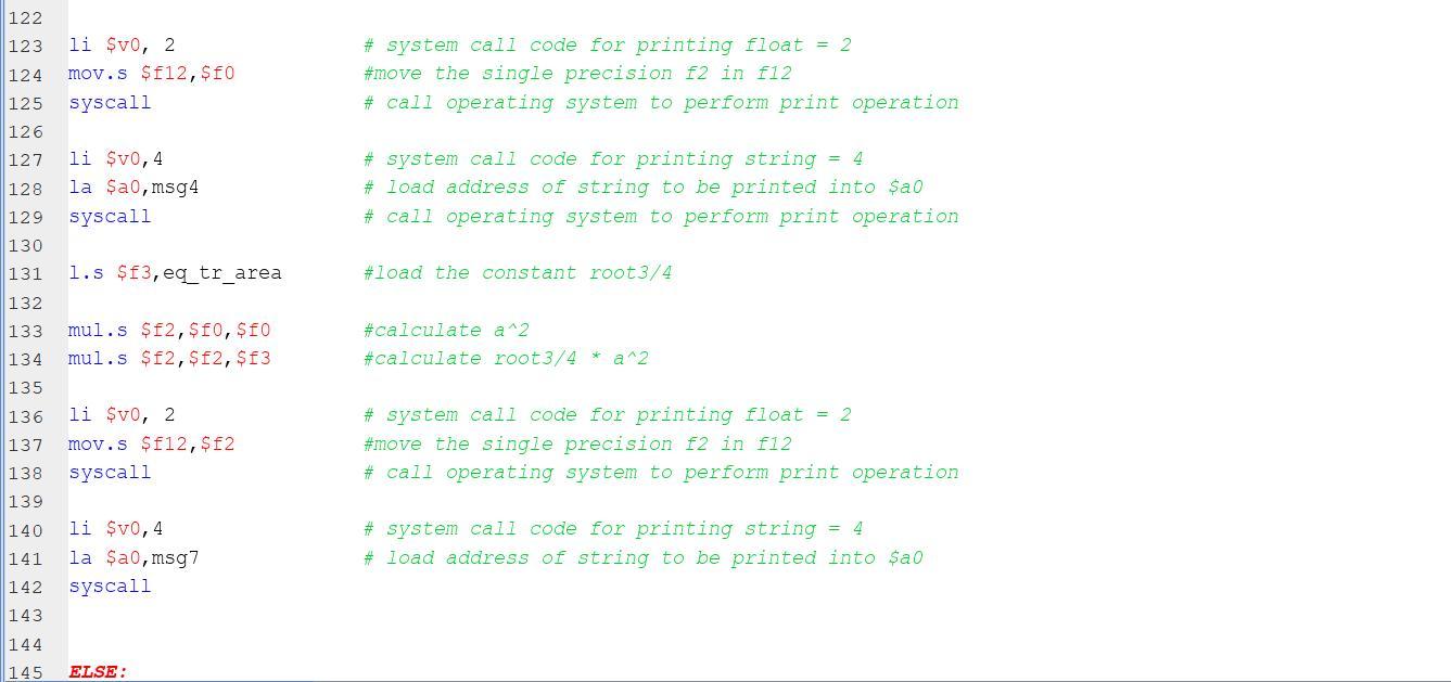 Write The MIPS Assembly Code To Find The Area Of A Given Shape. Your Program Must Take A Floating-point