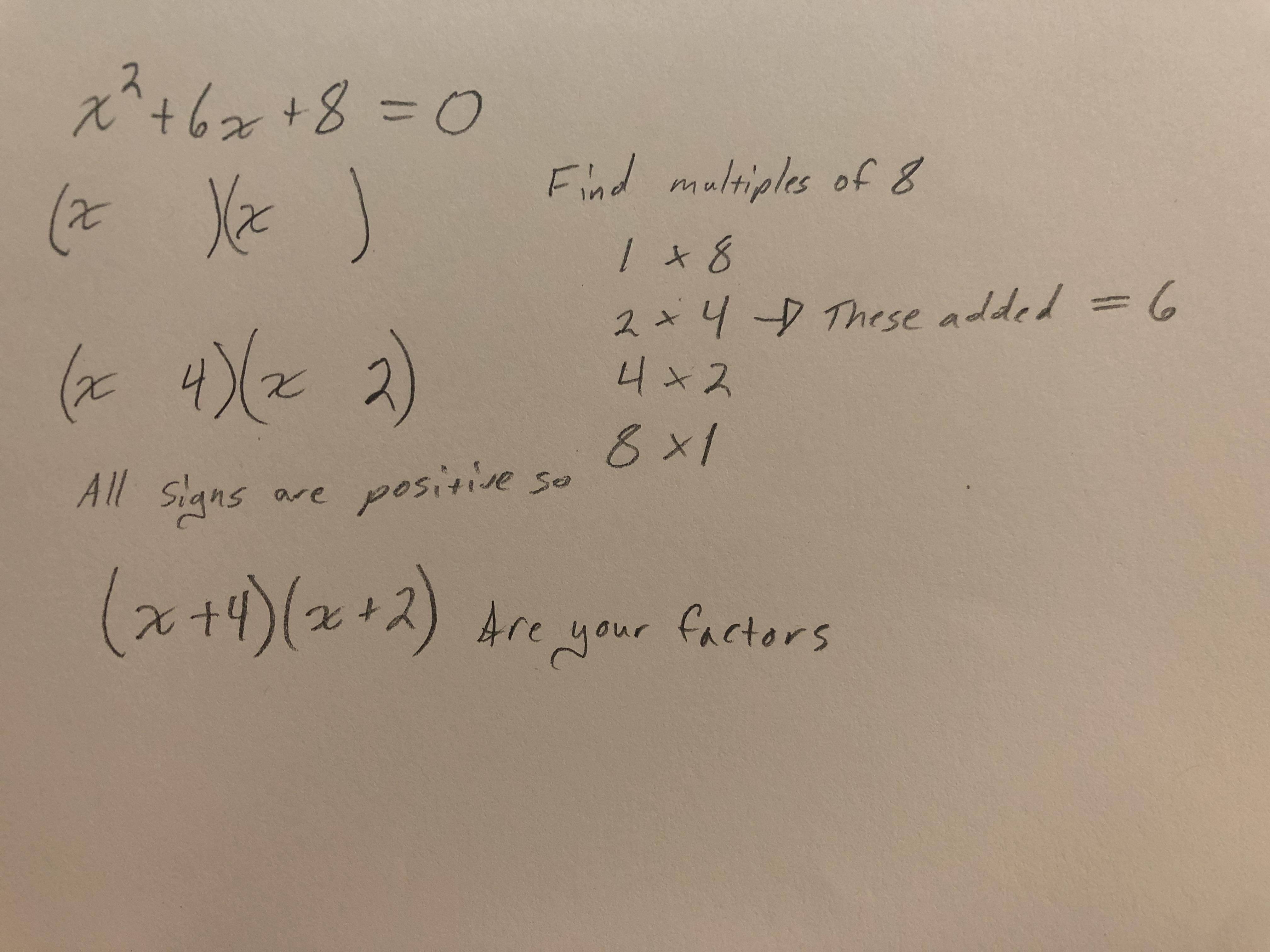 X2 + 6 X+8 = 0 What Is The Factors