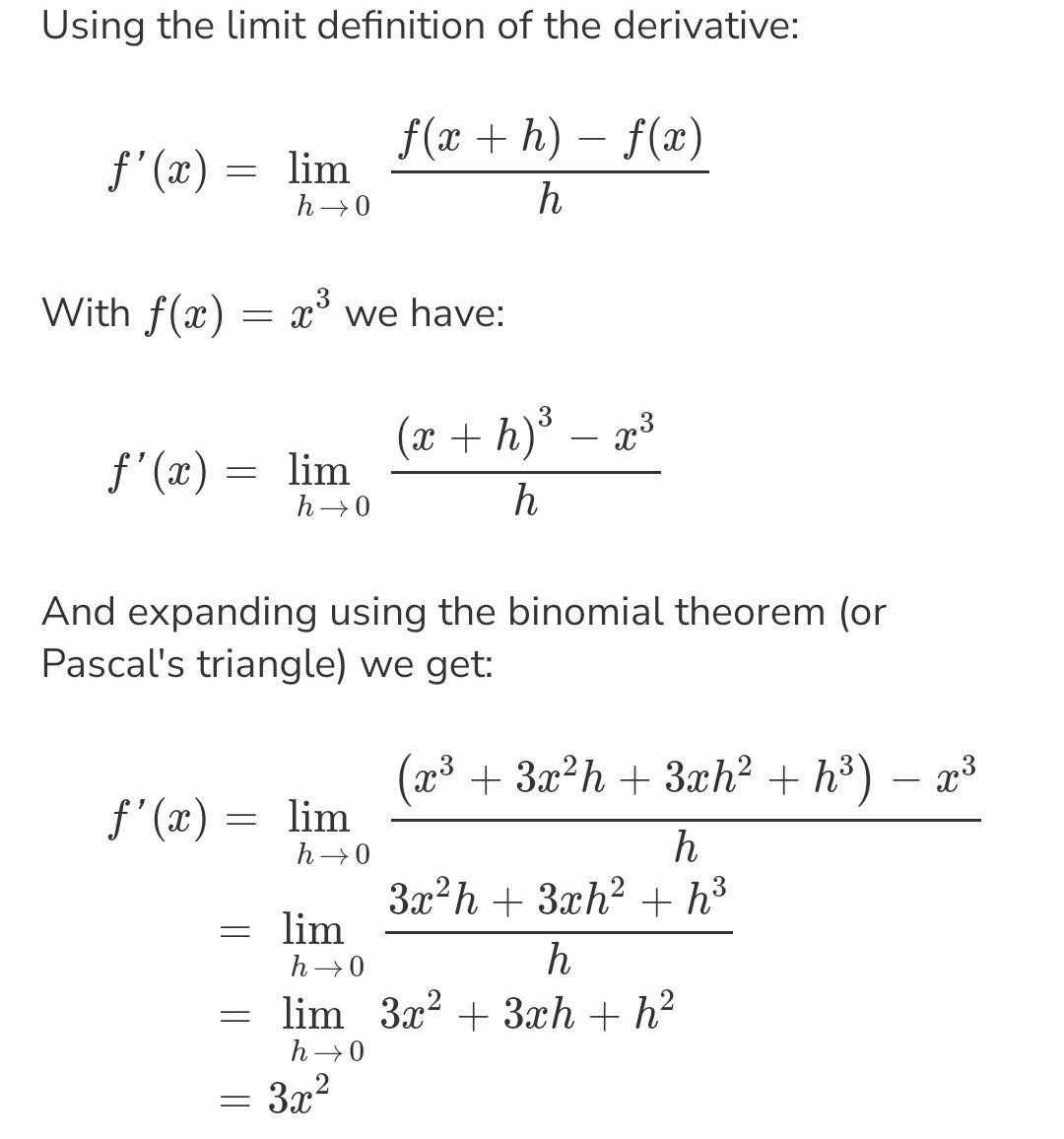 Solve First Principle Of Y=X^3