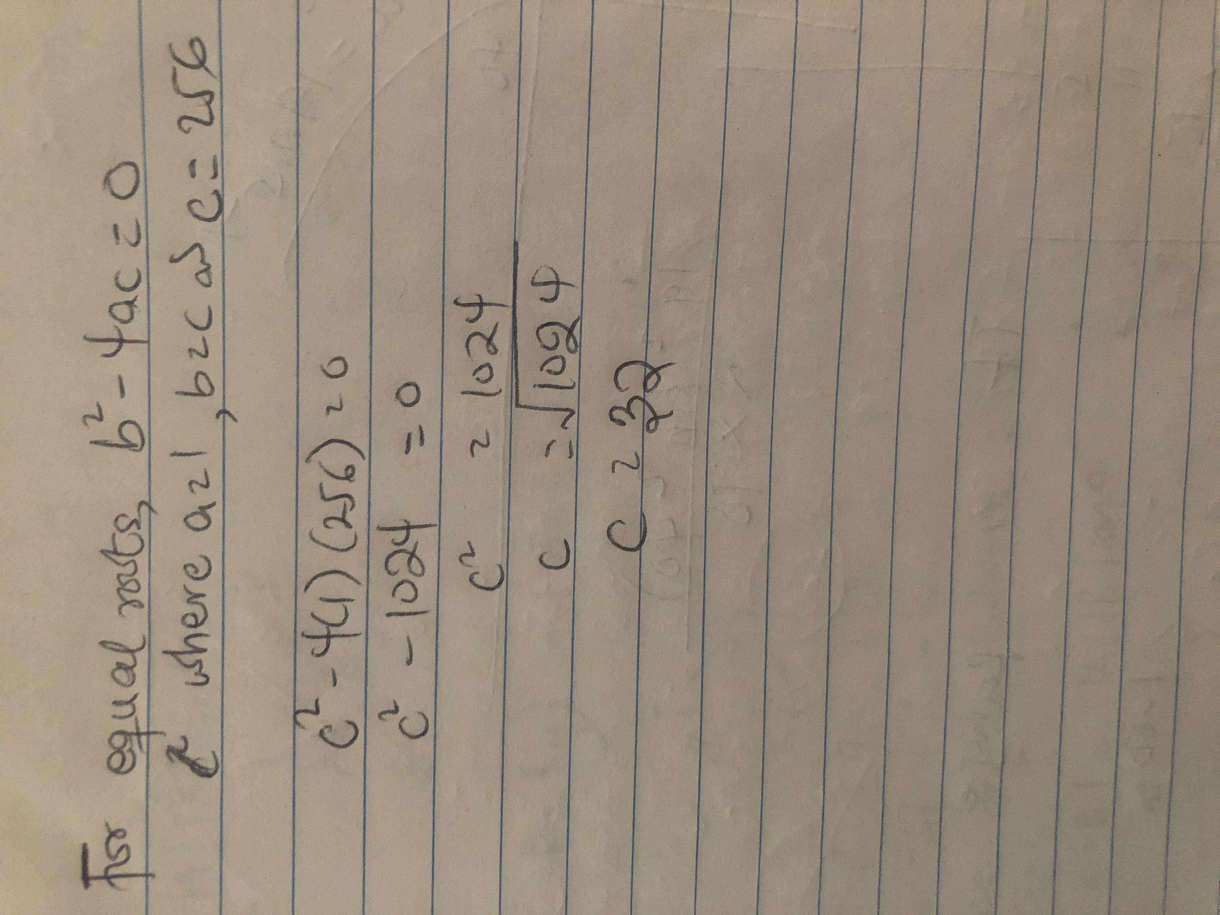 For What Value Of "c" Are The Factors Of X^2 + Cx + 256 The Same?