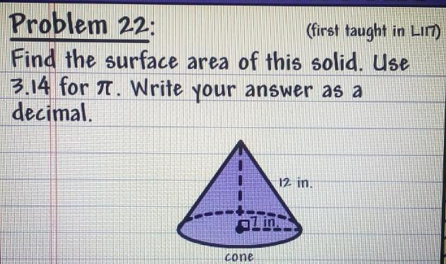 Finally Surface Area Of The Solid. Use 3.14 For . Write Your Answer As A Decimal.