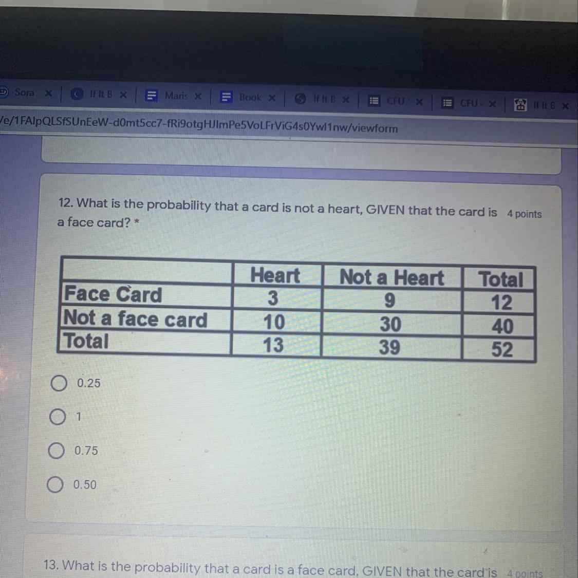 What Is The Probability That The Card Is Not A Heart, GIVEN That The Card Is A Face Card??Best Answer