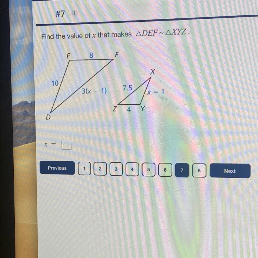 Find The Value Of X That Makes ADEF~AXYZ.What Is X? 