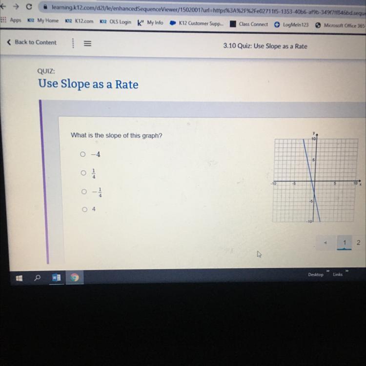 What Is The Slope Of This Graph?A-4B 1/4C-1/4D 4