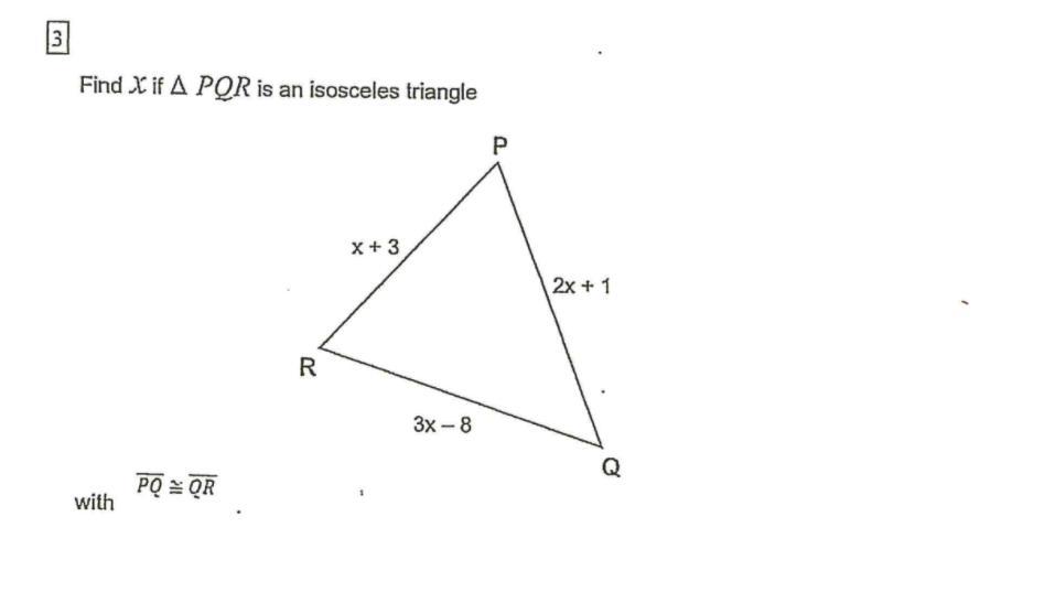 Find X If PQR Is An Isosceles Triangle. Please