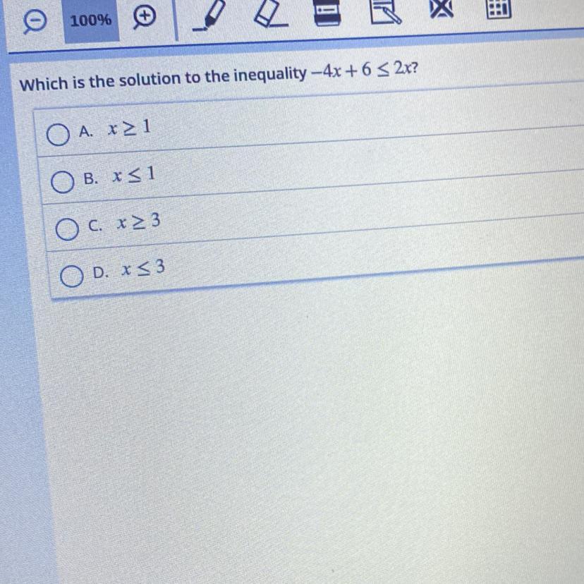 Which Is The Silt Ion To Inequality-4x+6&lt;2x