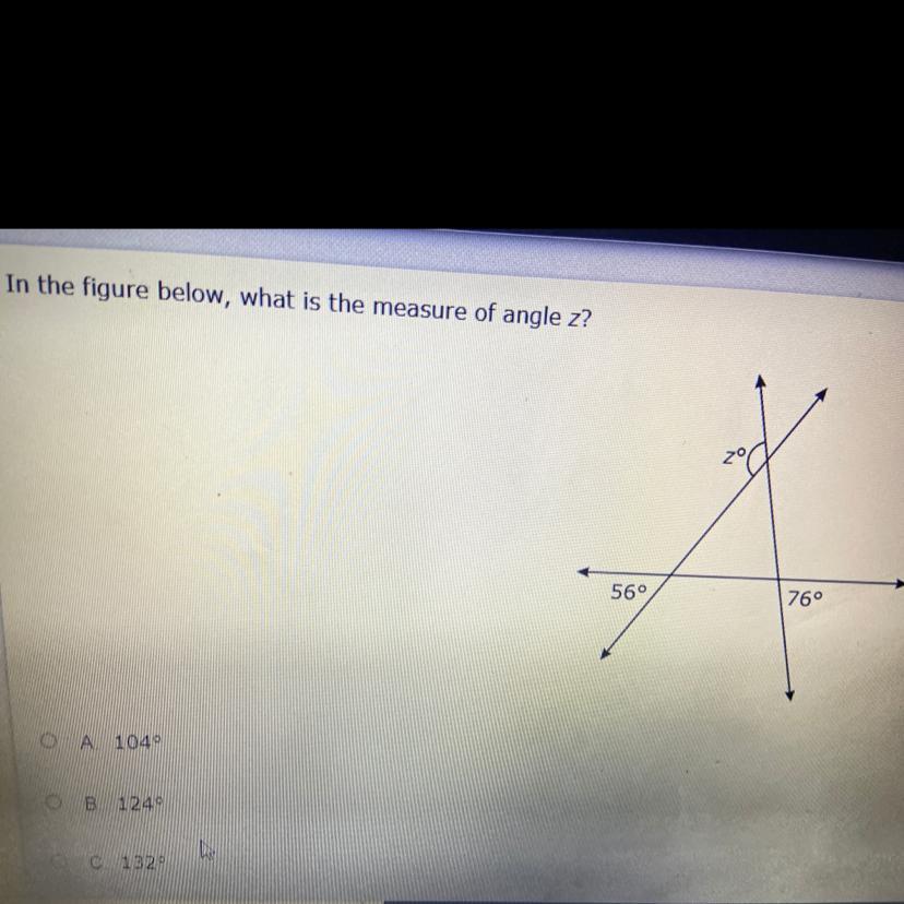 In The Figure Below, What Is The Measure Of Angle Z?5676