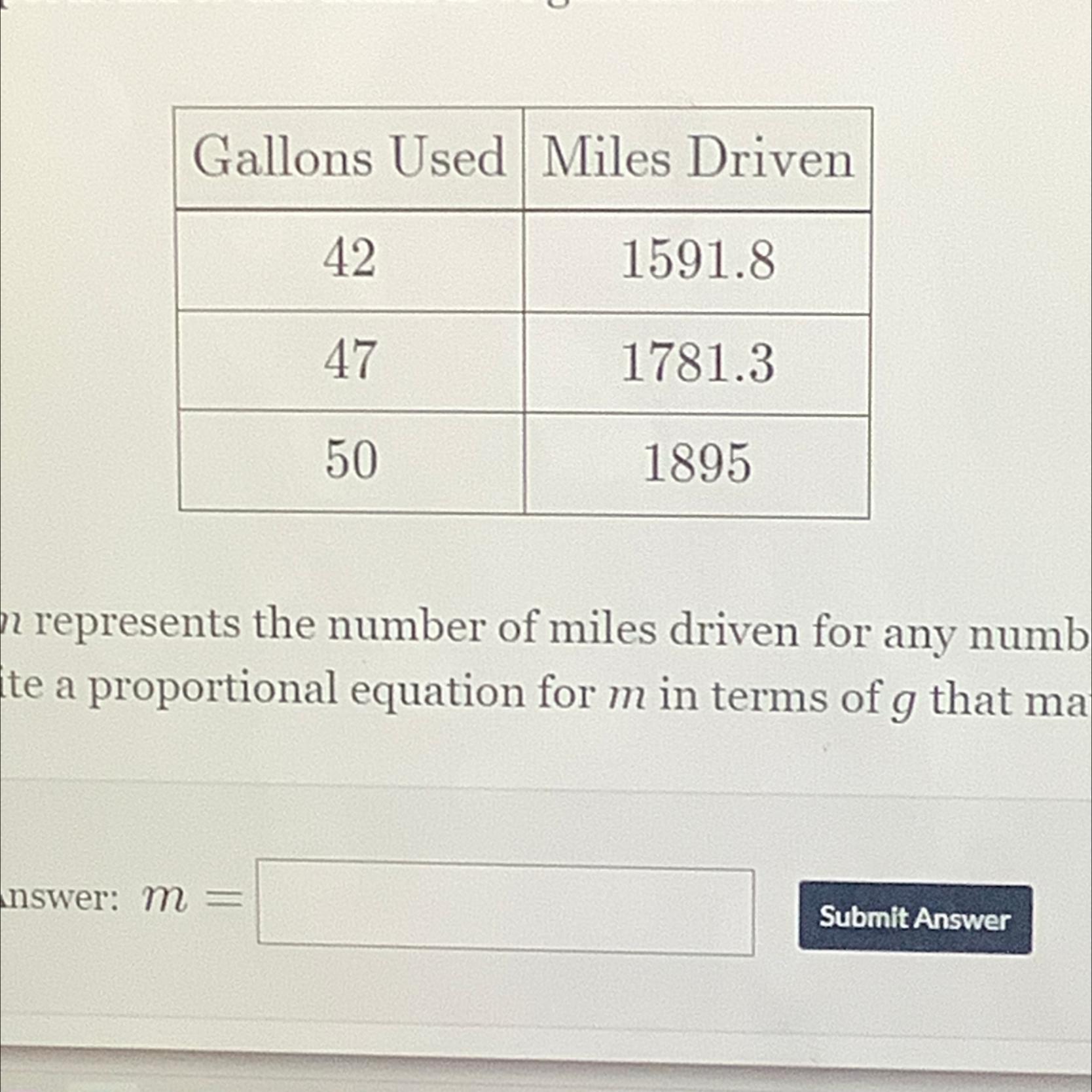 The Table Below Shows That The Number Of Miles Driven By Lydia Is Directlyproportional To The Number