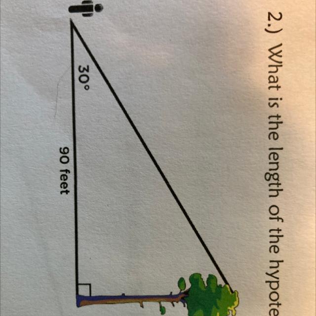 2.) What Is The Length Of The Hypotenuse?i3090 Feet