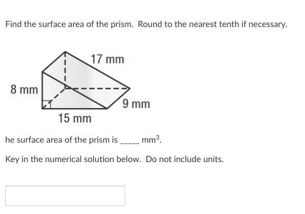 Find The Surface Area Of The Prism. Round To The Nearest Tenth If Necessary.