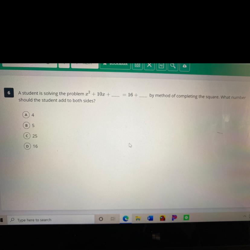 A Student Is Solving The Problem X To The Power Of 2+10x+ __=16+ __ My Method Of Completing The Square.