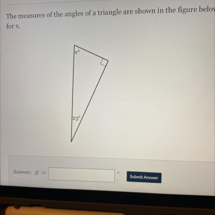 The Measures Of The Angles Of A Triangle Are Shown In The Figure Below. Solve For X