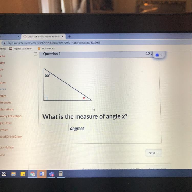 What Is The Measure Of Angle X?