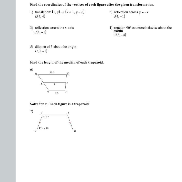 I Need Answers 1-7 This Is Geometry /algebra 