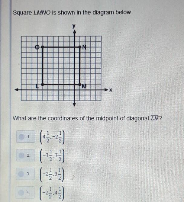 PLEASE NO WRONG ANSWERWhat Are The Coordinates Of The Midpoint Of Diagonal LN?