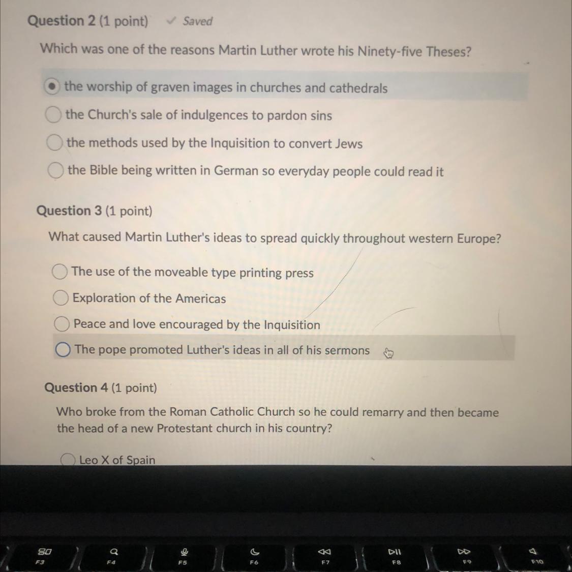 PLEASE HELP CANT RETAKE AGAIN.Question 2 (1 Point) SavedWhich Was One Of The Reasons Martin Luther Wrote