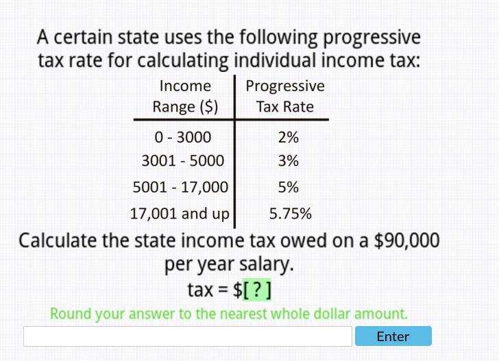 A Certain State Uses The Following Progressive Tax Rate For Calculating Individual Income Tax: Calculate