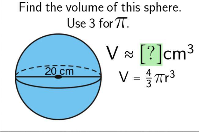 Find The Volume Of This Sphere Using 3 For Pie