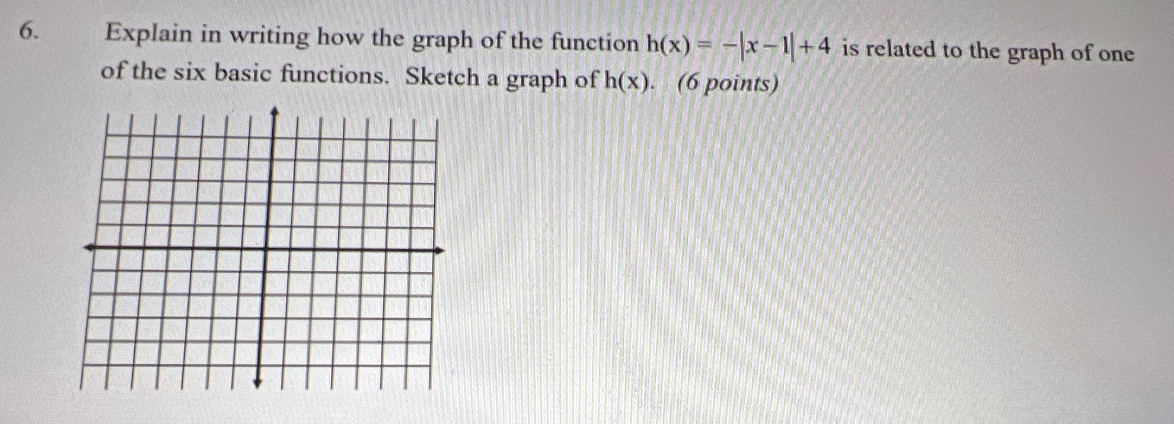 Explain In Writing How The Graph Of The Function H(x) = -|x-1| +4 Is Related To The Graph Of Oneof The