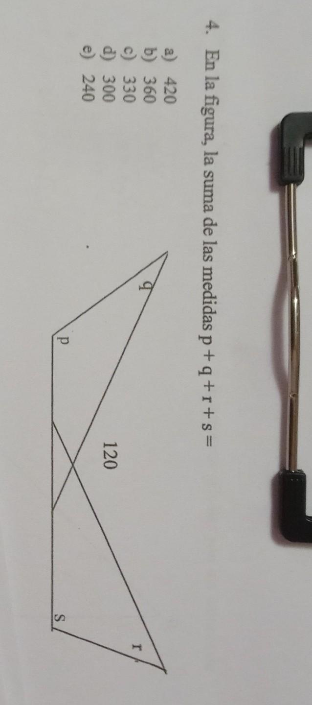 En La Figura, La Suma De Las Medidas P + Q + R + S =/In The Figure, The Sum Of The Measures P + Q + R