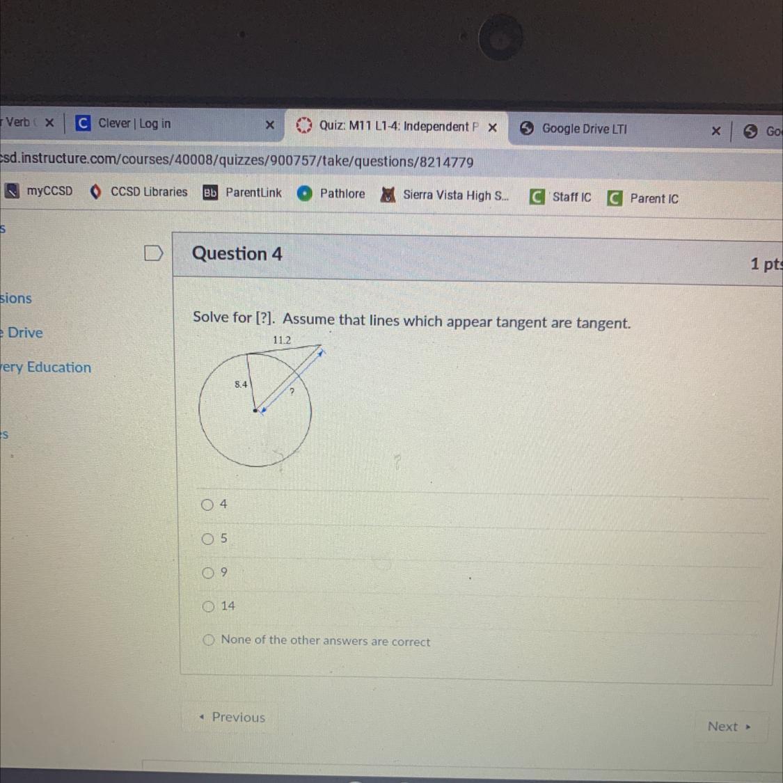 Solve For [?]. Assume That Lines Which Appear Tangent Are Tangent.