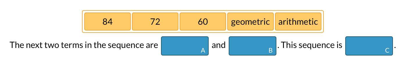 A Sequence Of Numbers Is 0, 12, 24, 36, 48,.... Drag Tiles To Complete The Statements.