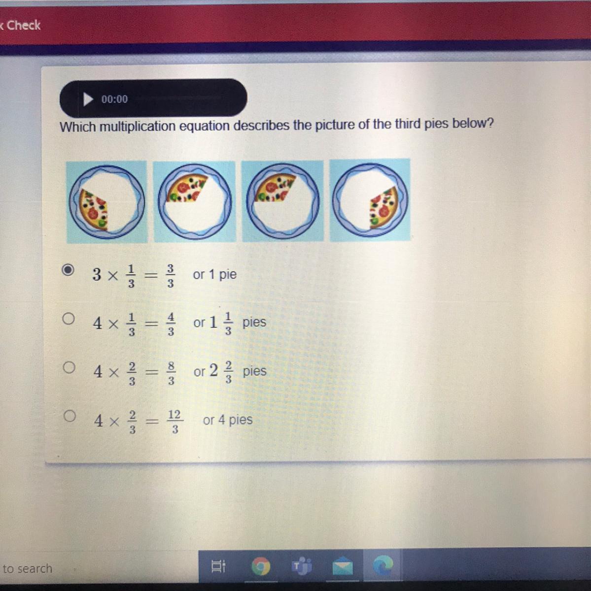 Which Multiplication Equation Describes The Picture Of The Third Pies Below?