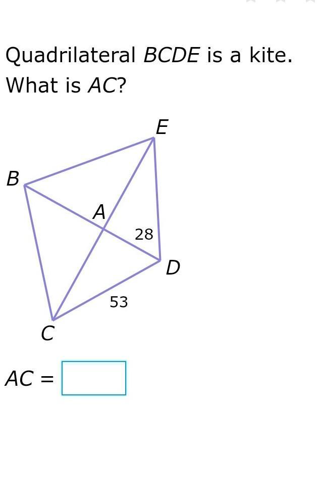 Quadrilateral BCDE Is A Kite.What Is AC ?