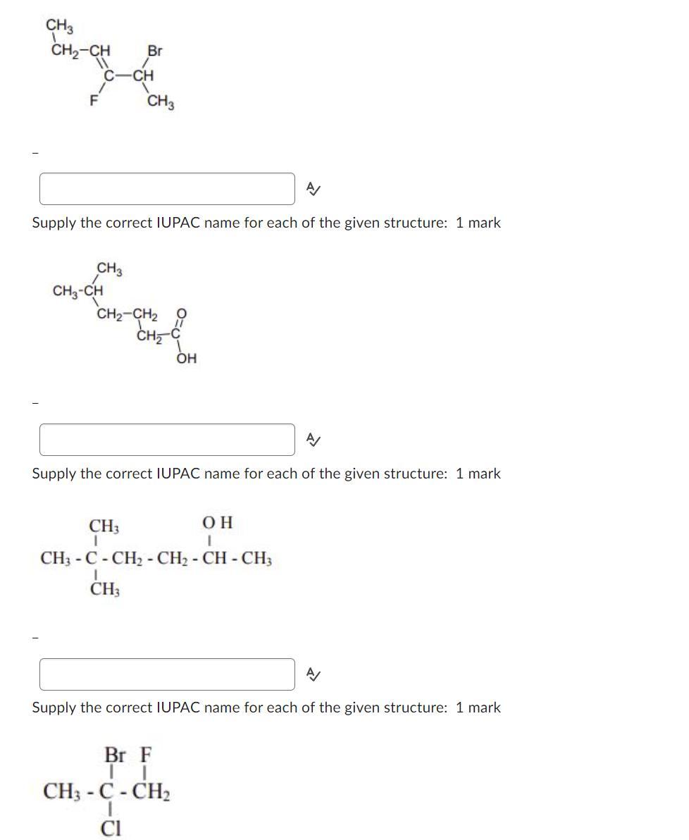 Correct Iupac Name For These Organic Compounds