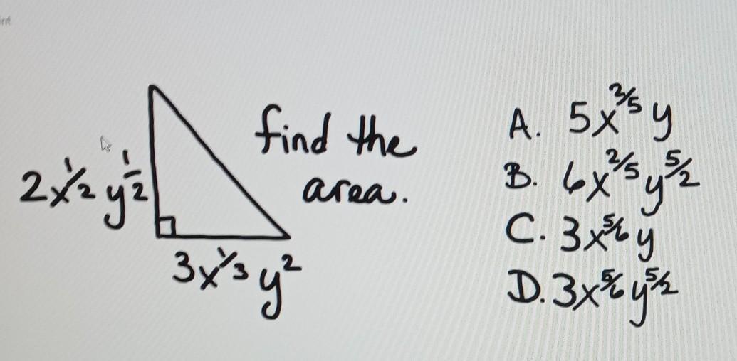 Find The Area. Can You Tell Me The Answer With A B C Or D