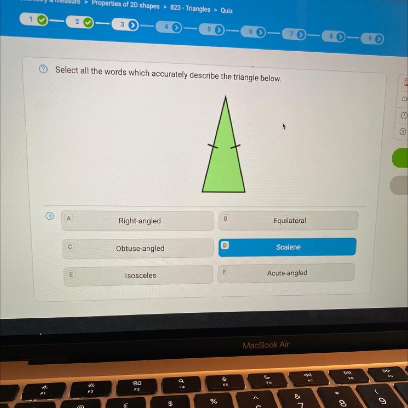 Select All The Words Which Accurately Describe The Triangle Below