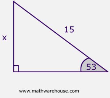 Determine Side X. Round To The Nearest Unit. 20 9 12 5