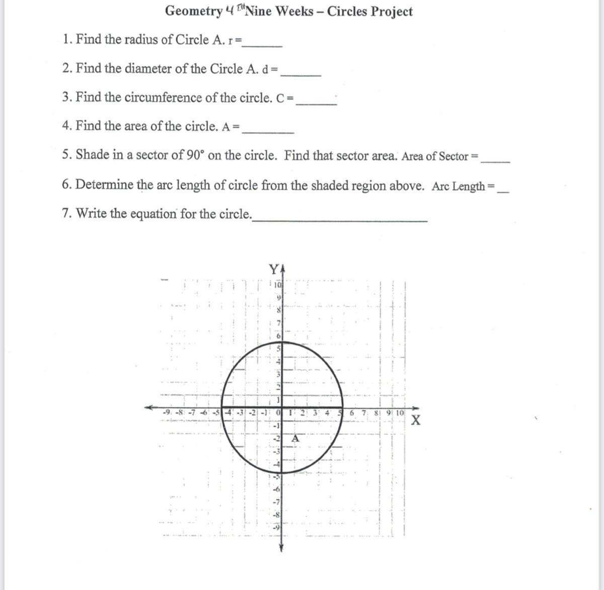 Circle Math Assignment . All The Information Is On The Picture (click On It If It Doesnt Fully Appear)