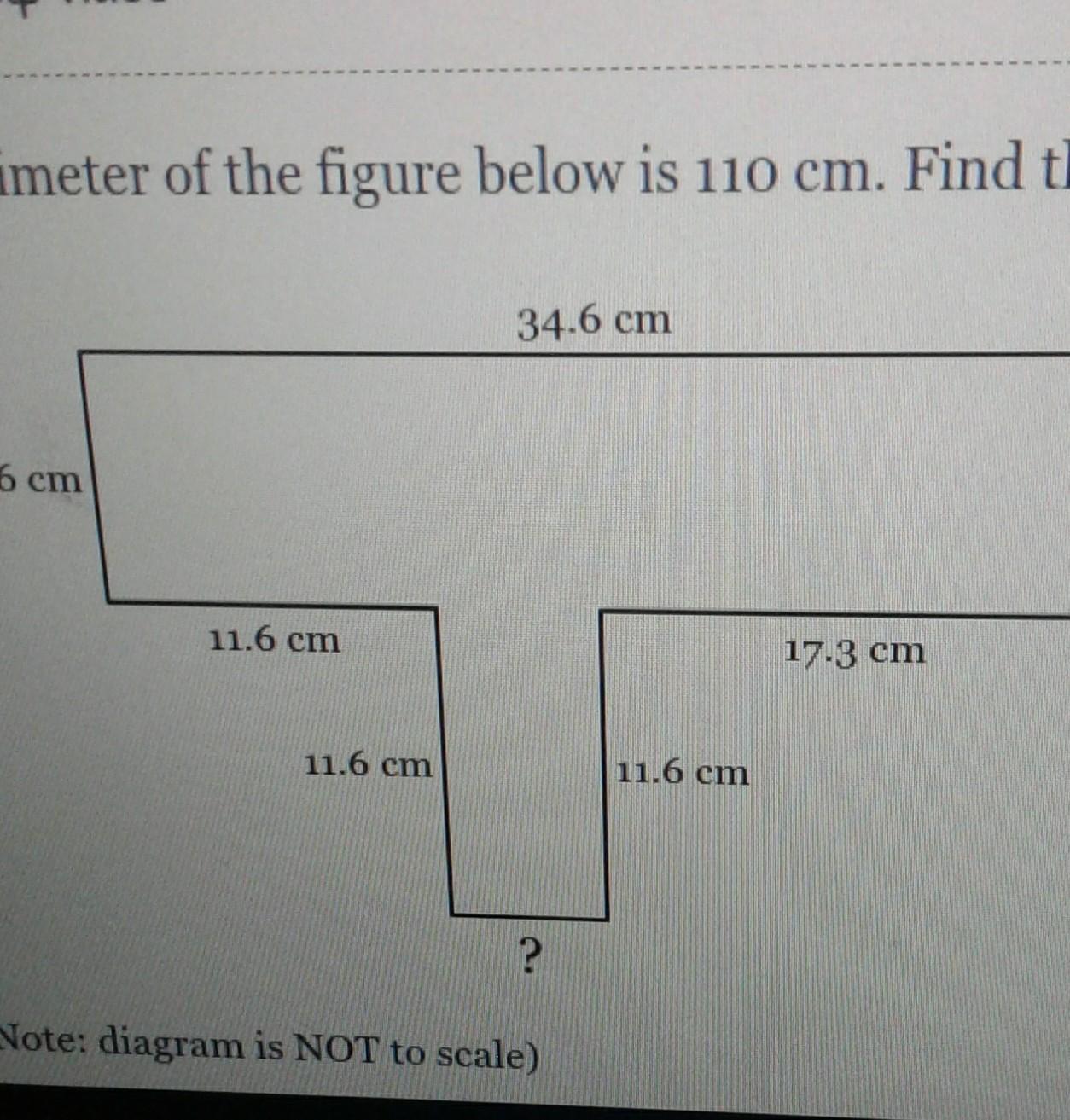The Permeter Of Then Figure Below Is 110cm.Find The Length Of The Missing Side.