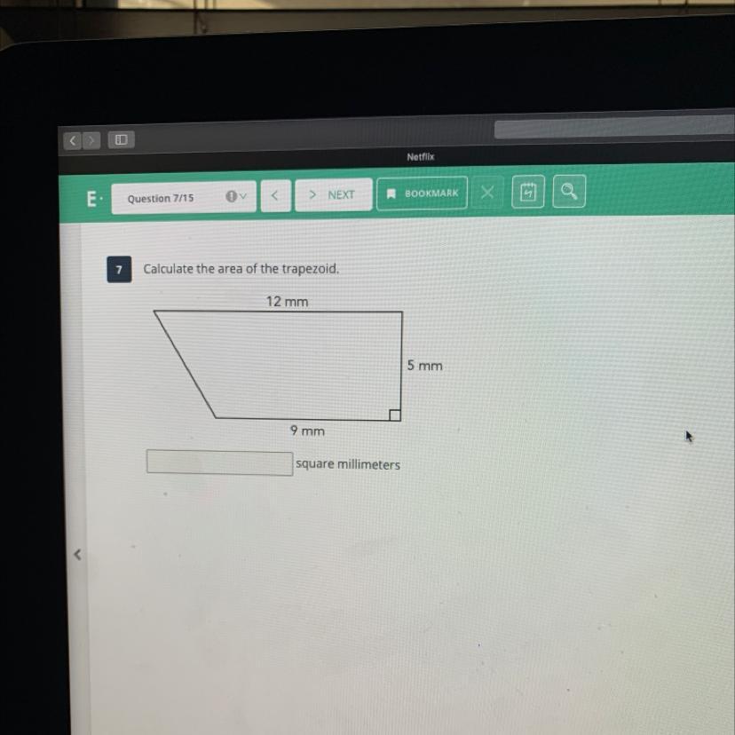 Calculate The Area Of The Trapezoid.12 Mm5 Mm9 Mm________square Millimeters