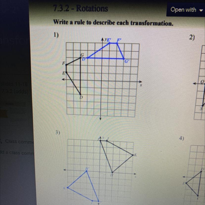 HELPP ASAP DONT SEND A FILE PLS DESCRIBE THE TRANSFORMATION RULE FOR ROTATIONS !!! Only ANSWER IF YOU