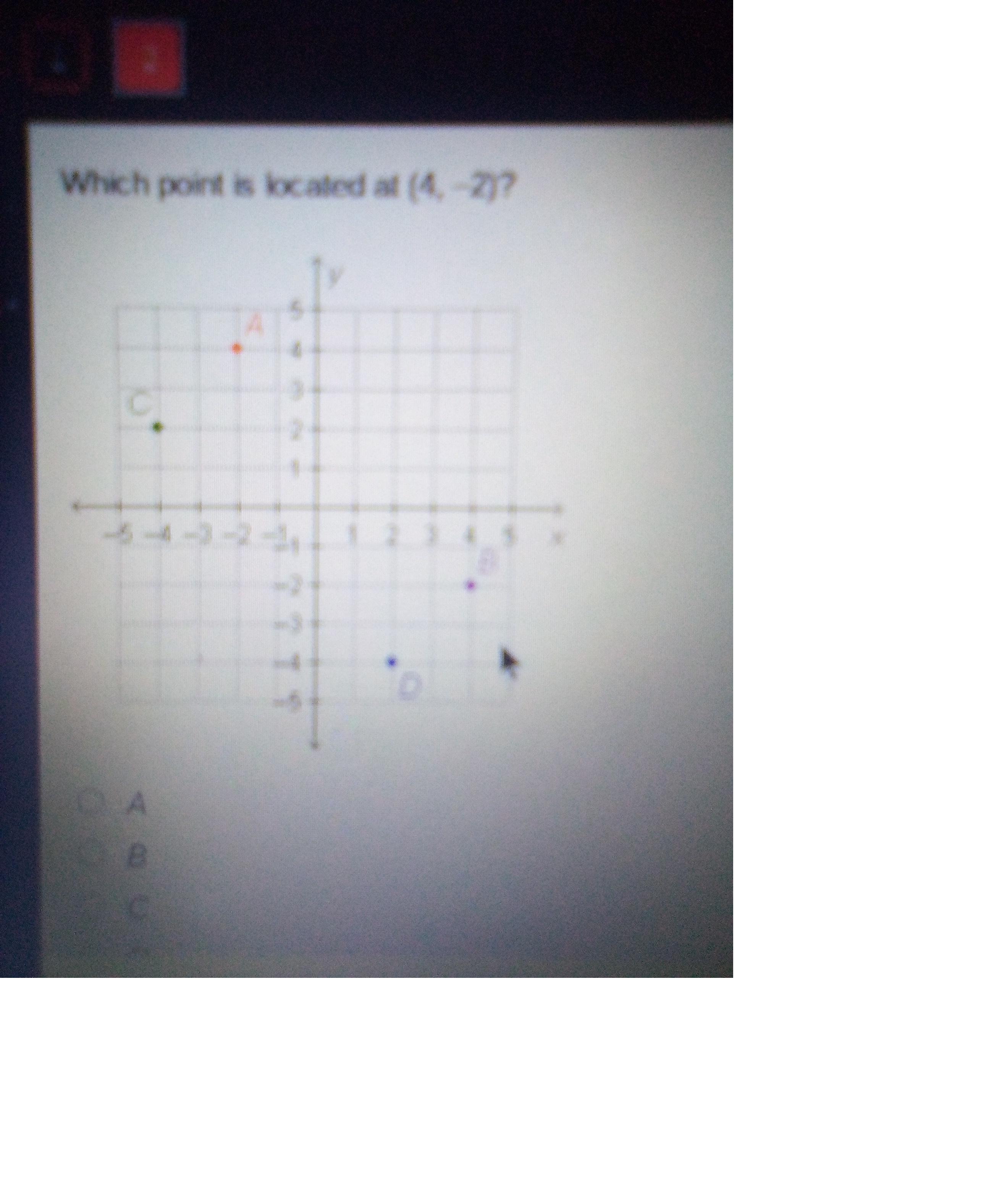 E Which Point Is Located At (4, -2)? 3 G 