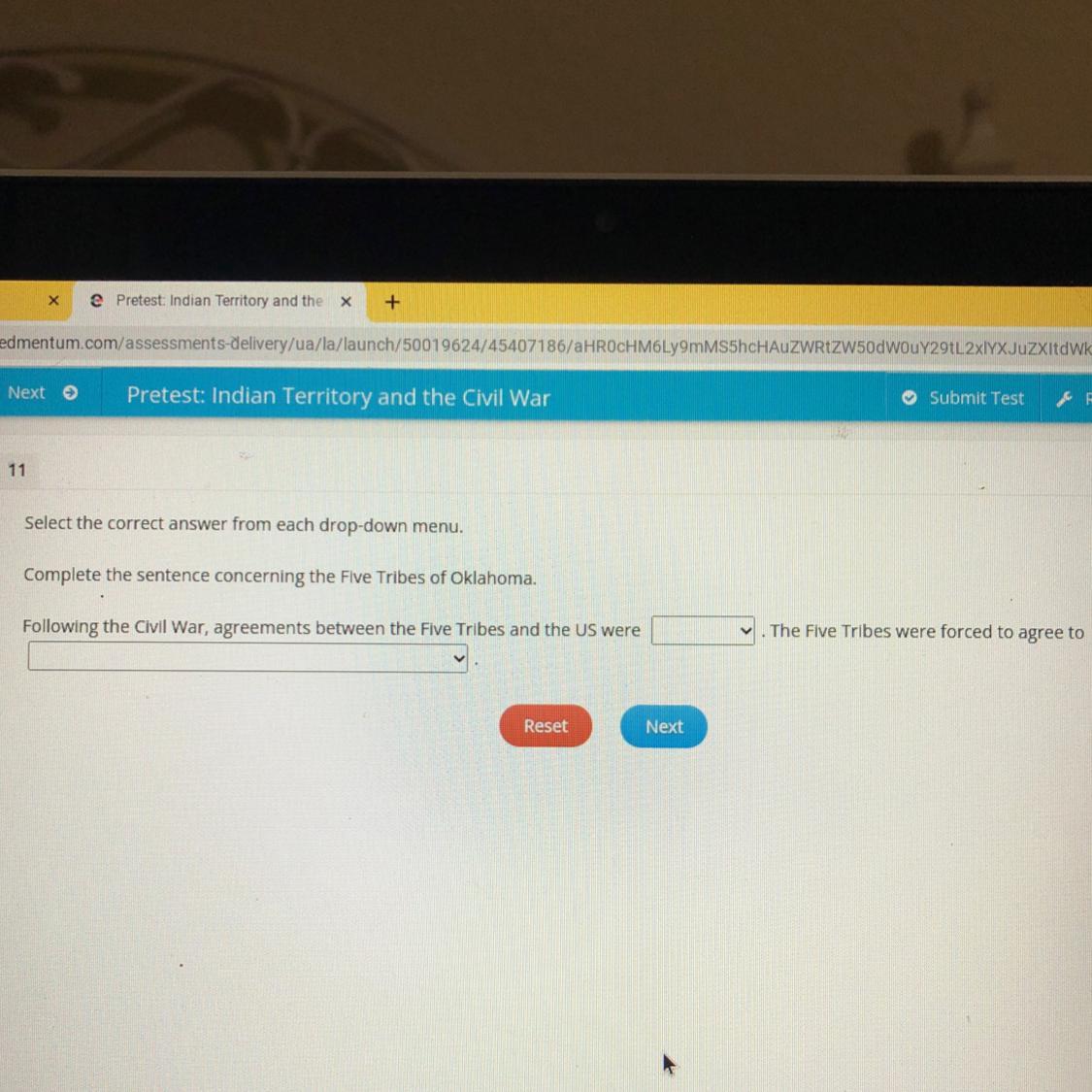 Complete The Sentence Concerning The Five Tribes Of Oklahoma.Following The Civil War, Agreements Between