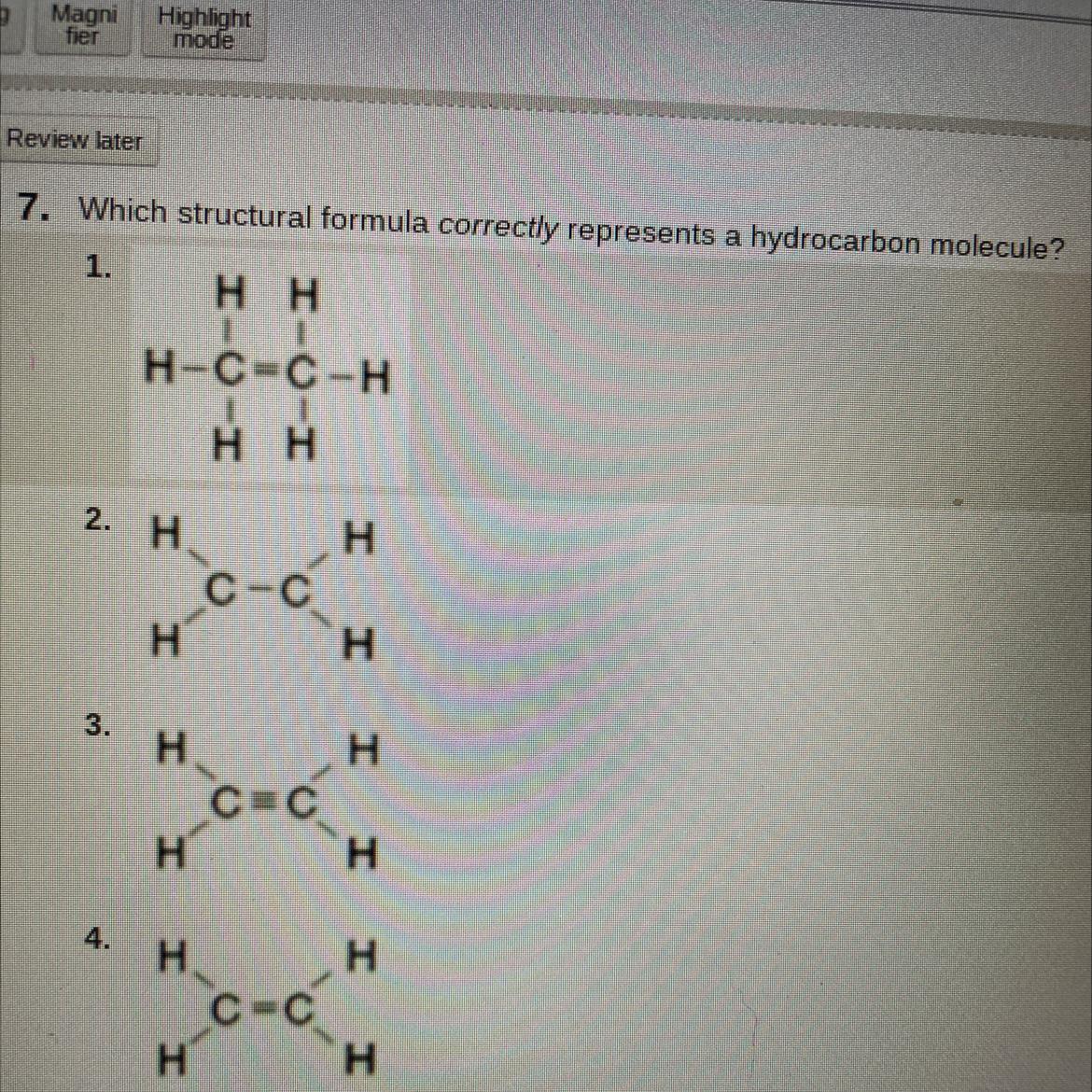 7. Which Structural Formula Correctly Represents A Hydrocarbon Molecule?